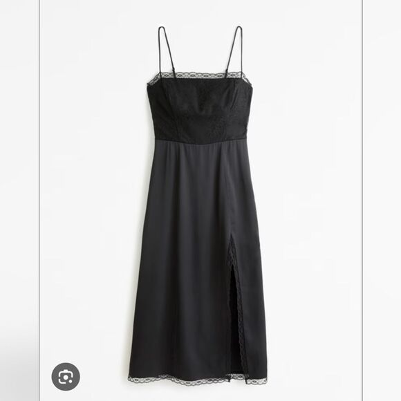 Abercrombie & Fitch Dresses & Skirts - Abercrombie & Fitch Black Lace High Slit Midi Dress M Tall New with tags